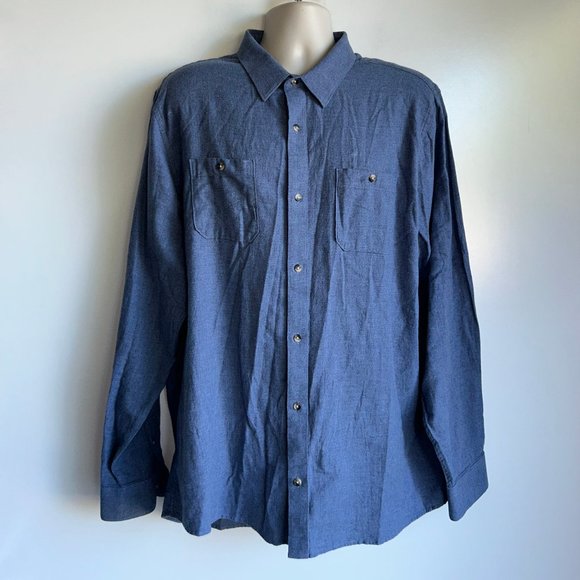 TRAVIS MATHEW Blue Flannel Button Down Long Sleeve Shirt Men's Size XXL - Picture 1 of 7